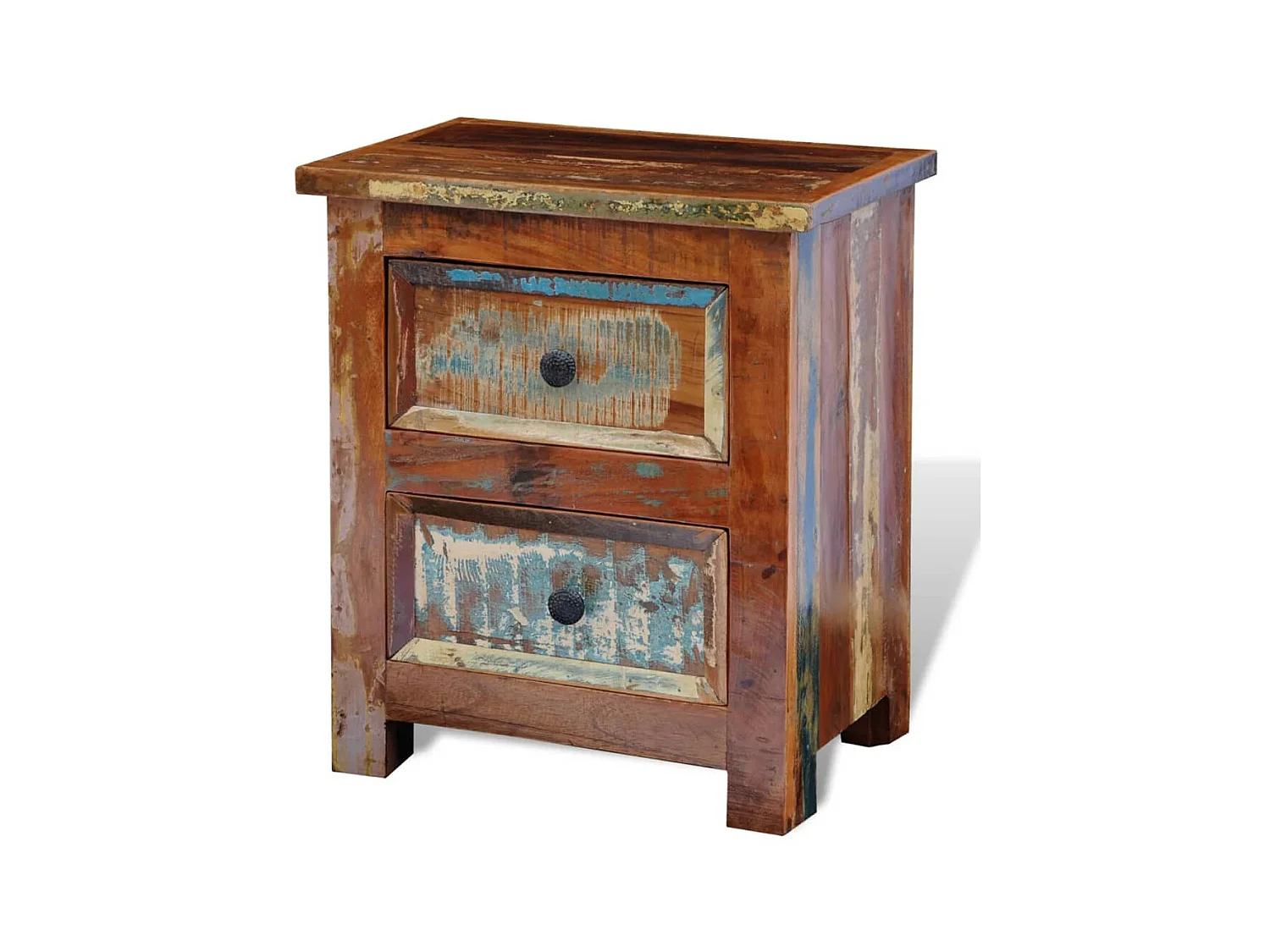 Table de chevet avec 2 tiroirs Bois massif recyclé KEFWE87065