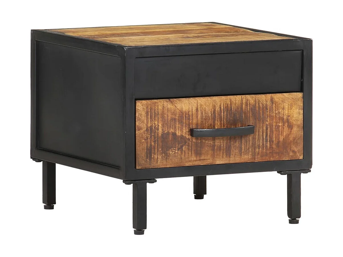 Table de chevet 40x40x35 cm Bois de manguier brut KEFWE33687