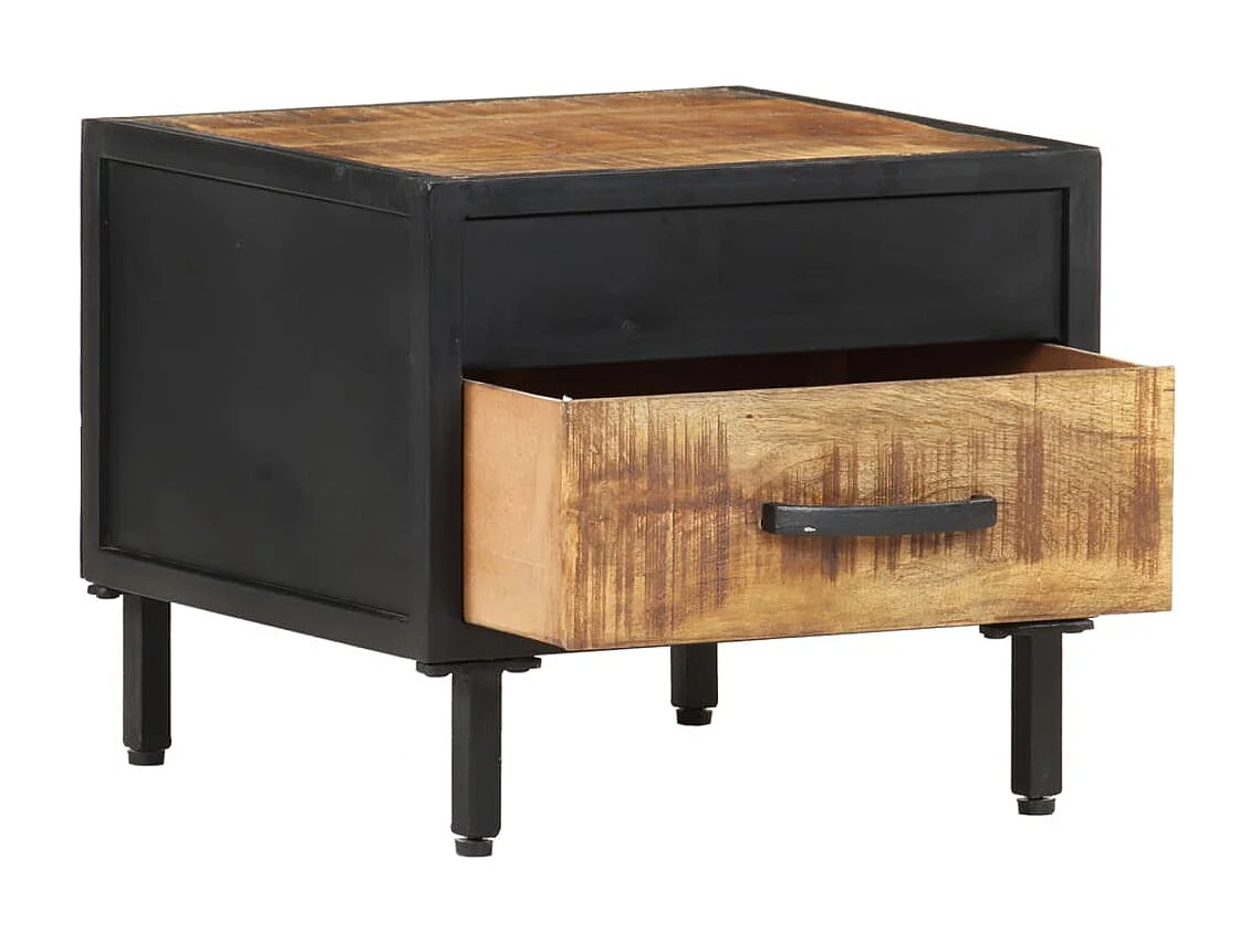 Table de chevet 40x40x35 cm Bois de manguier brut KEFWE33687