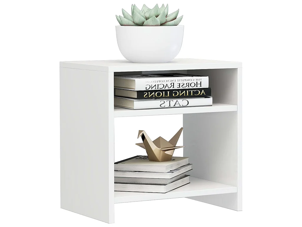 Mesa de cabeceira derivados de madeira branco brilhante PT95789