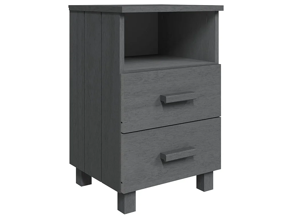Mesita de noche HAMAR madera maciza pino gris oscuro 40x35x62cm ES41632