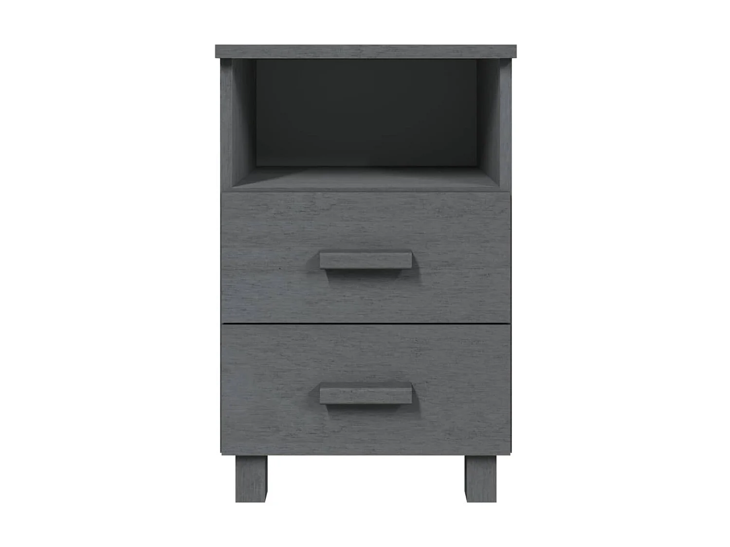 Mesita de noche HAMAR madera maciza pino gris oscuro 40x35x62cm ES41632
