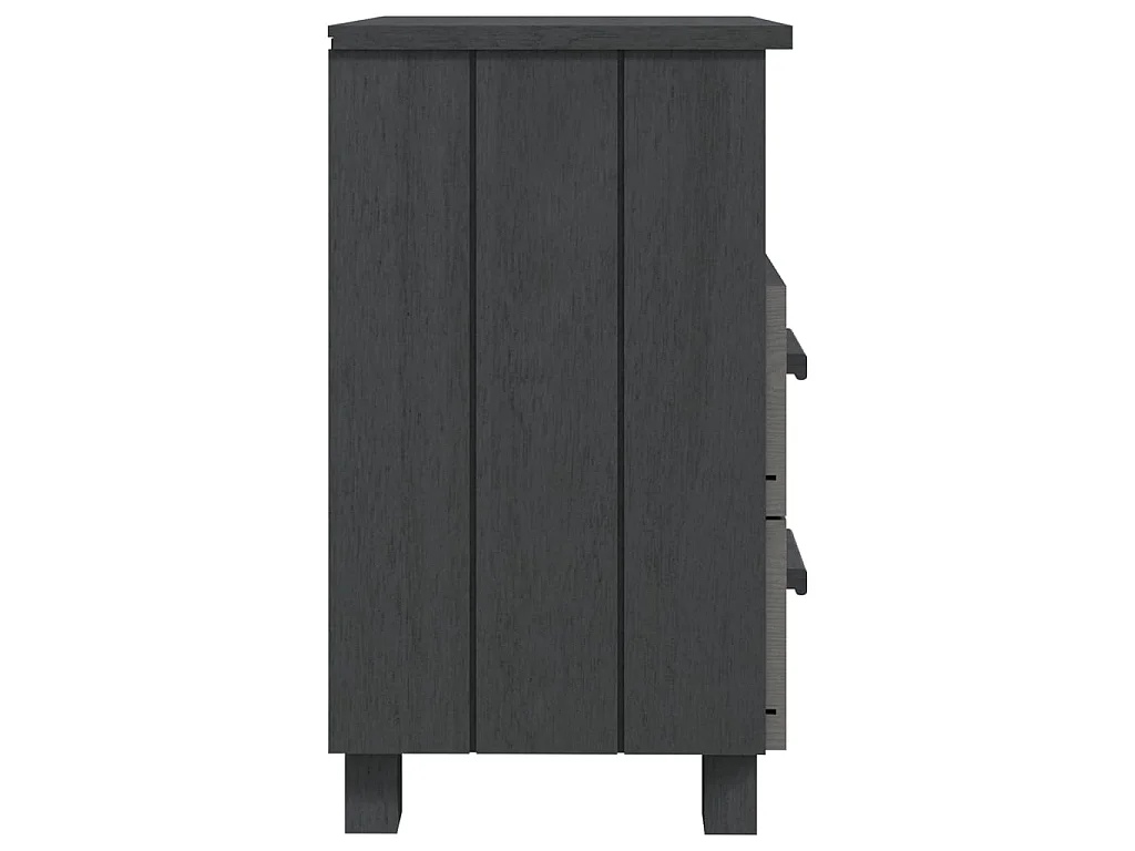 Mesita de noche HAMAR madera maciza pino gris oscuro 40x35x62cm ES41632
