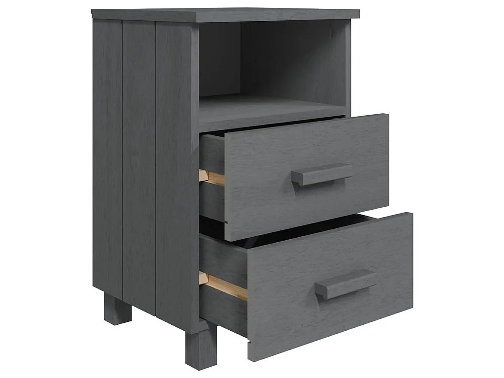 Mesita de noche HAMAR madera maciza pino gris oscuro 40x35x62cm ES41632