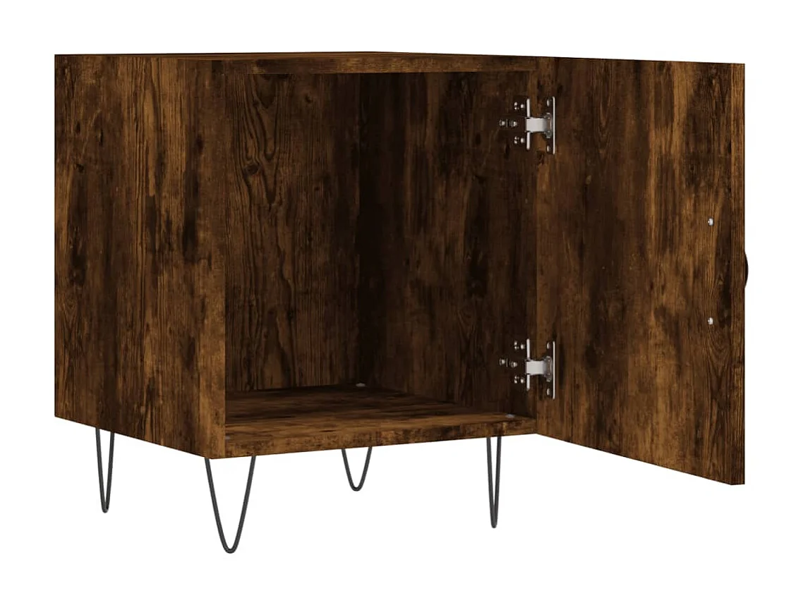 Table de chevet chêne fumé 40x40x50 cm bois d'ingénierie QPD24521