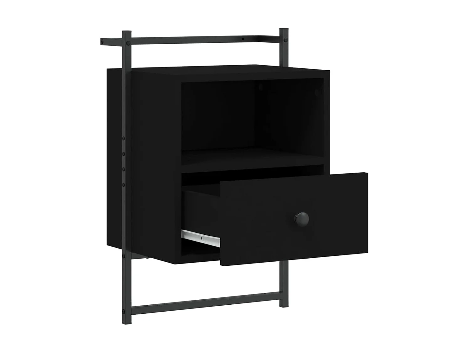 Nachtkastje wandgemonteerd 40x30x61 cm bewerkt hout zwart NL48714