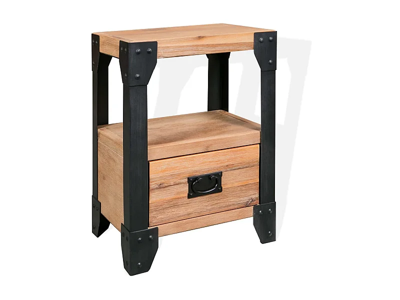 Table de chevet Bois d'acacia Acier 40 x 30 x 54 cm KEFWE30466