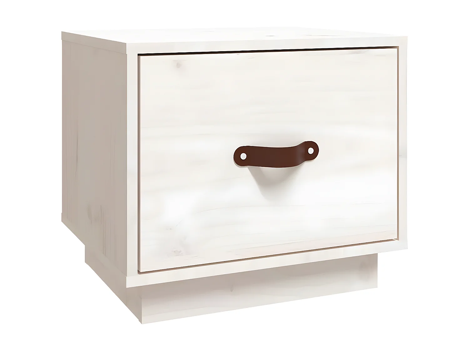 Mesita de noche madera maciza de pino blanco 40x34x35 cm ES41931