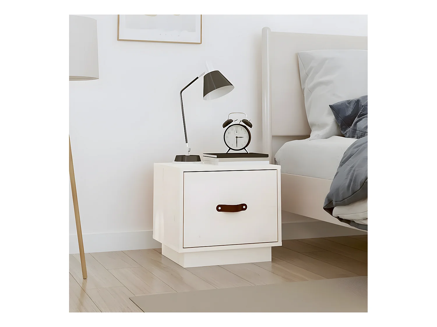Table de chevet Blanc 40x34x35 cm Bois de pin solide KEFWE75751