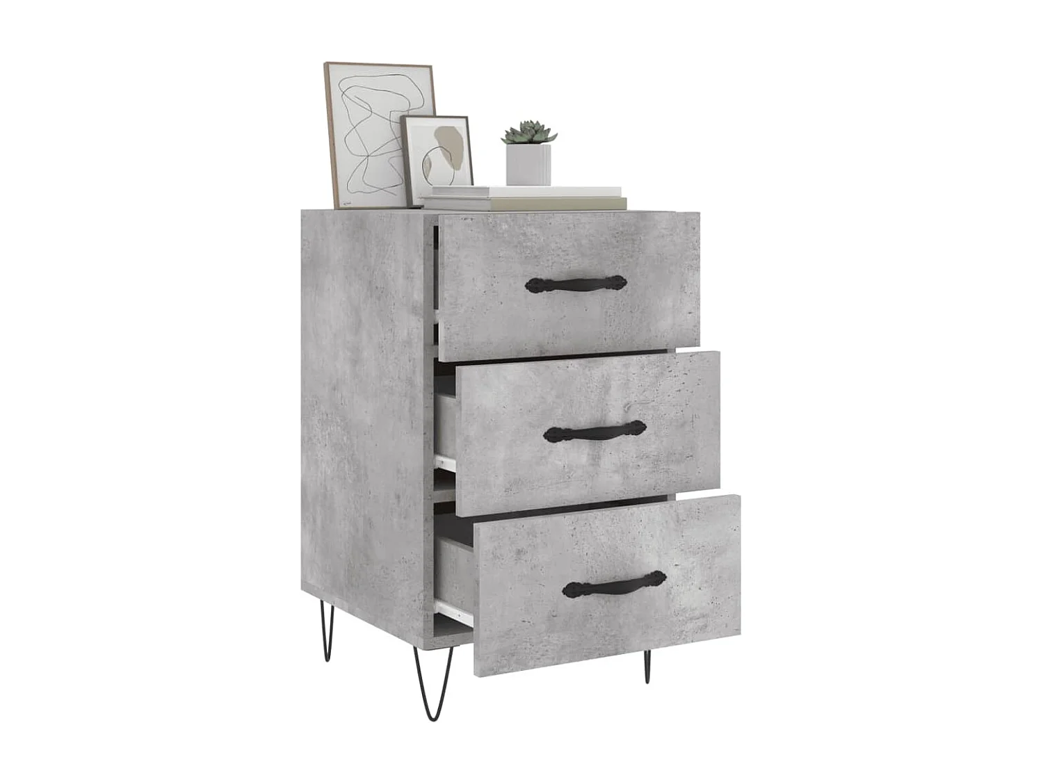 Table de chevet gris béton 40x40x66 cm bois d'ingénierie QPD51014