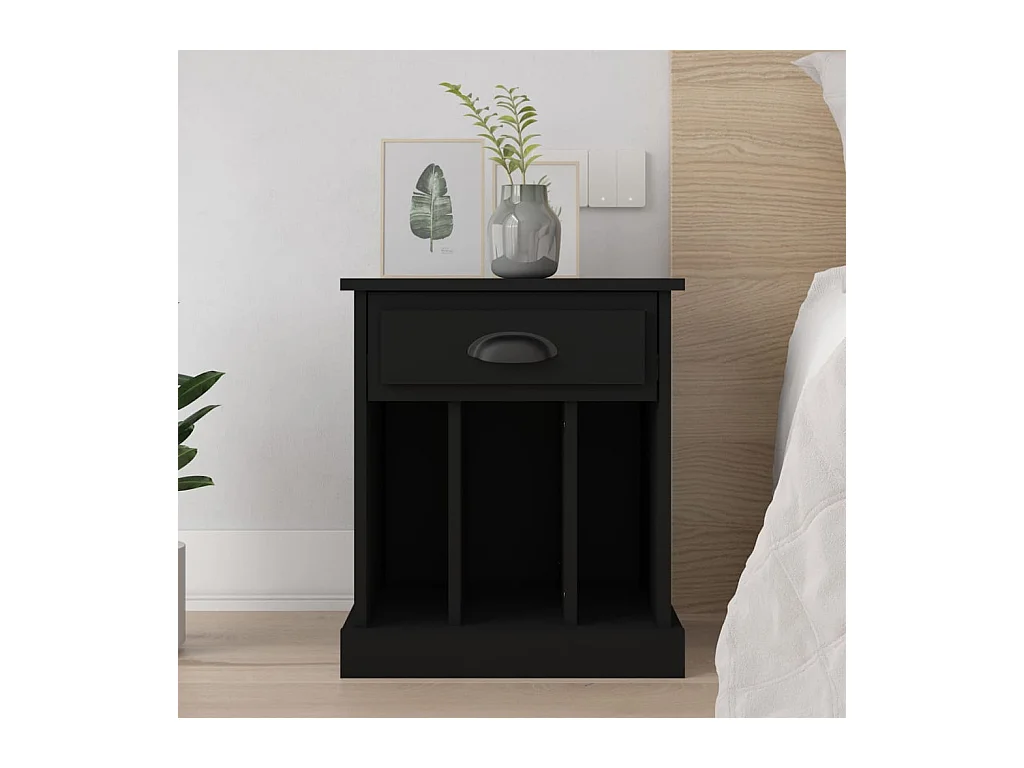 Table de chevet noir 43x36x50 cm KEFWE18678