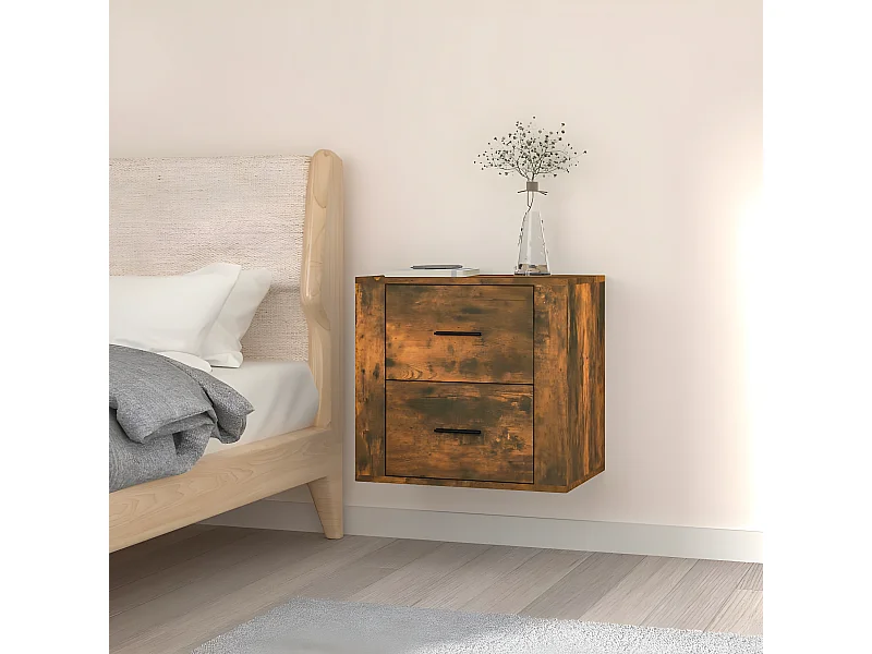 Table de chevet murale Chêne fumé 50x36x47 cm KEFWE63684