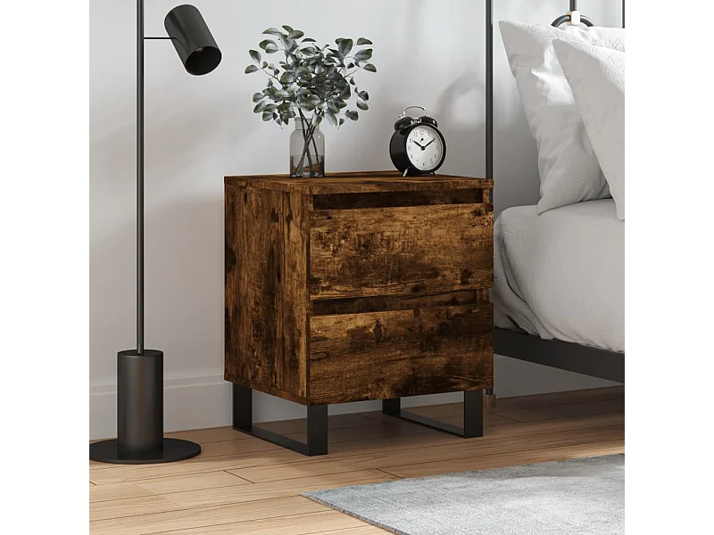 Nachtkastje 40x35x50 cm bewerkt hout gerookt eikenkleurig NL87318