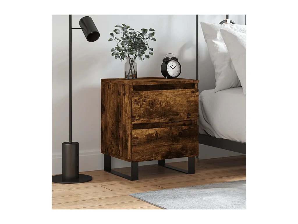 Nachtkastje 40x35x50 cm bewerkt hout gerookt eikenkleurig NL87318