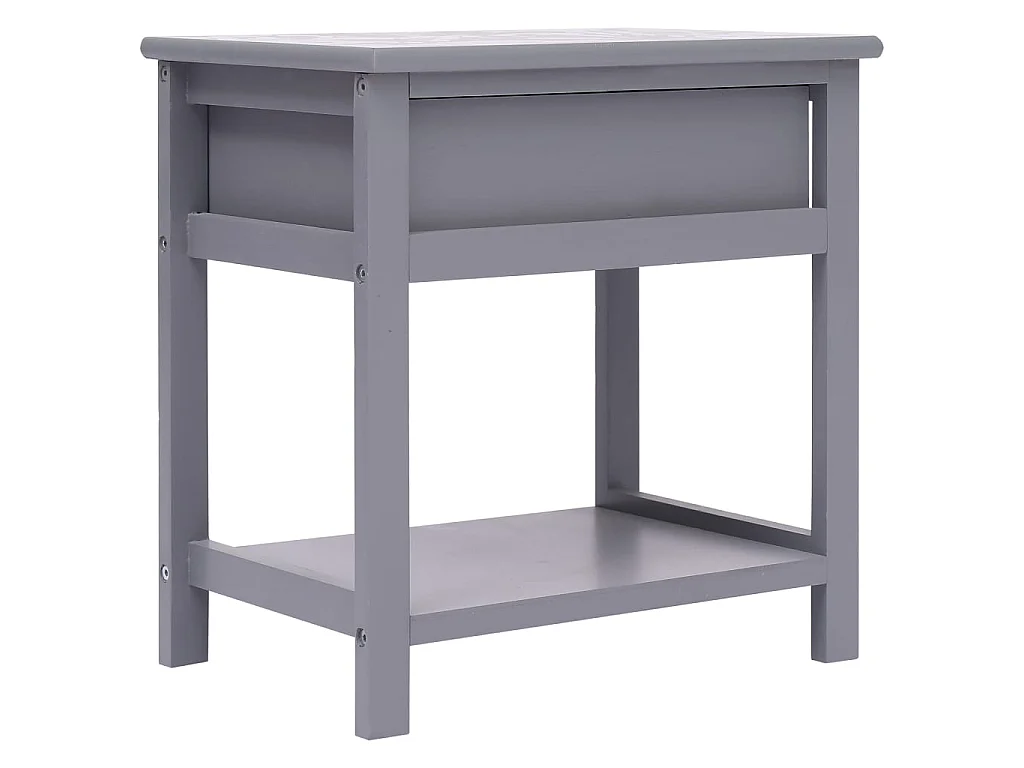 Mesita de noche madera de Paulownia gris 40x29x42 cm ES40702