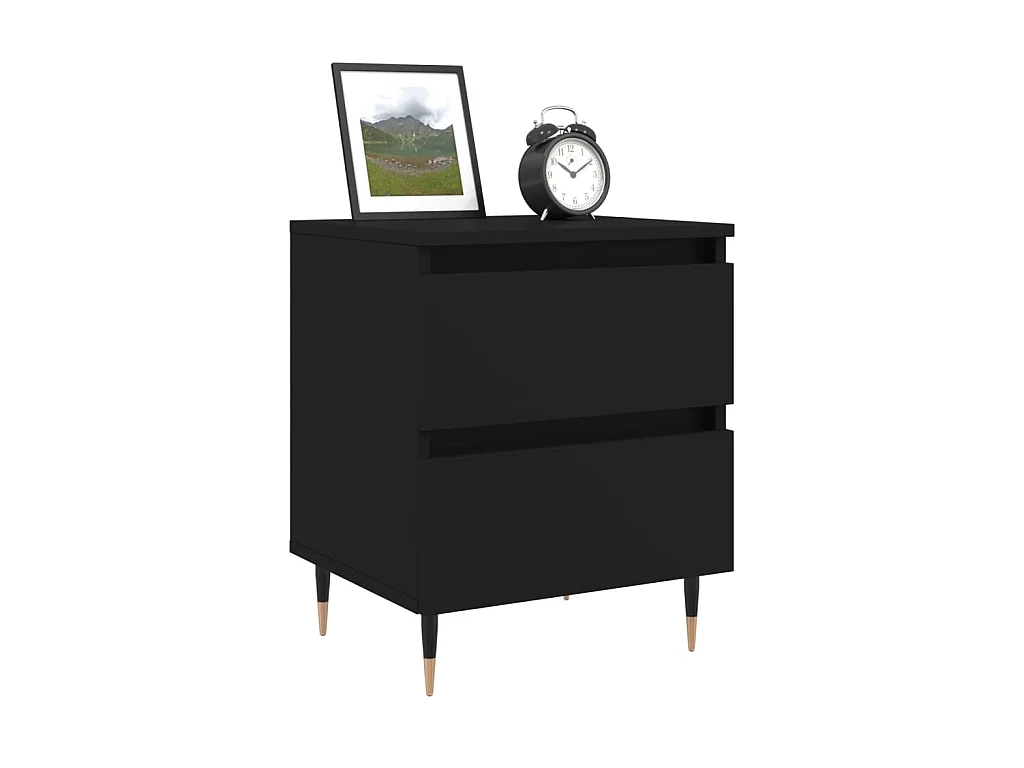 Mesita de noche madera de ingeniería negro 40x35x50 cm ES31390