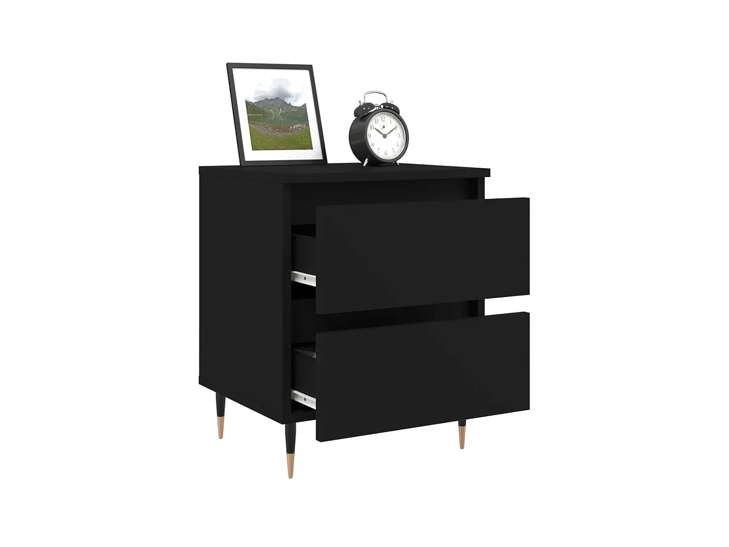 Mesita de noche madera de ingeniería negro 40x35x50 cm ES31390