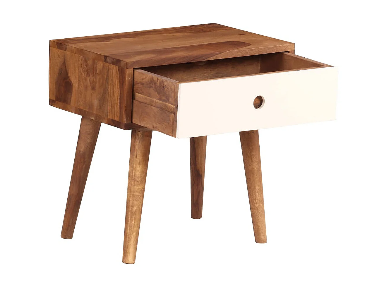 Mesa de cabeceira em madeira de sheesham maciça 45x30x45 cm PT86731