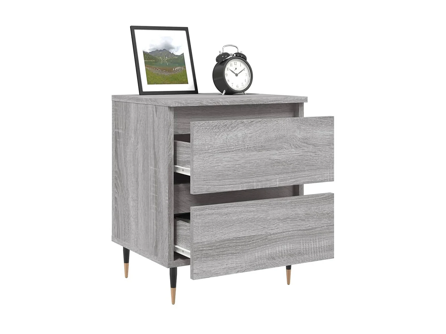 Mesita de noche madera de ingeniería gris Sonoma 40x35x50 cm ES59483