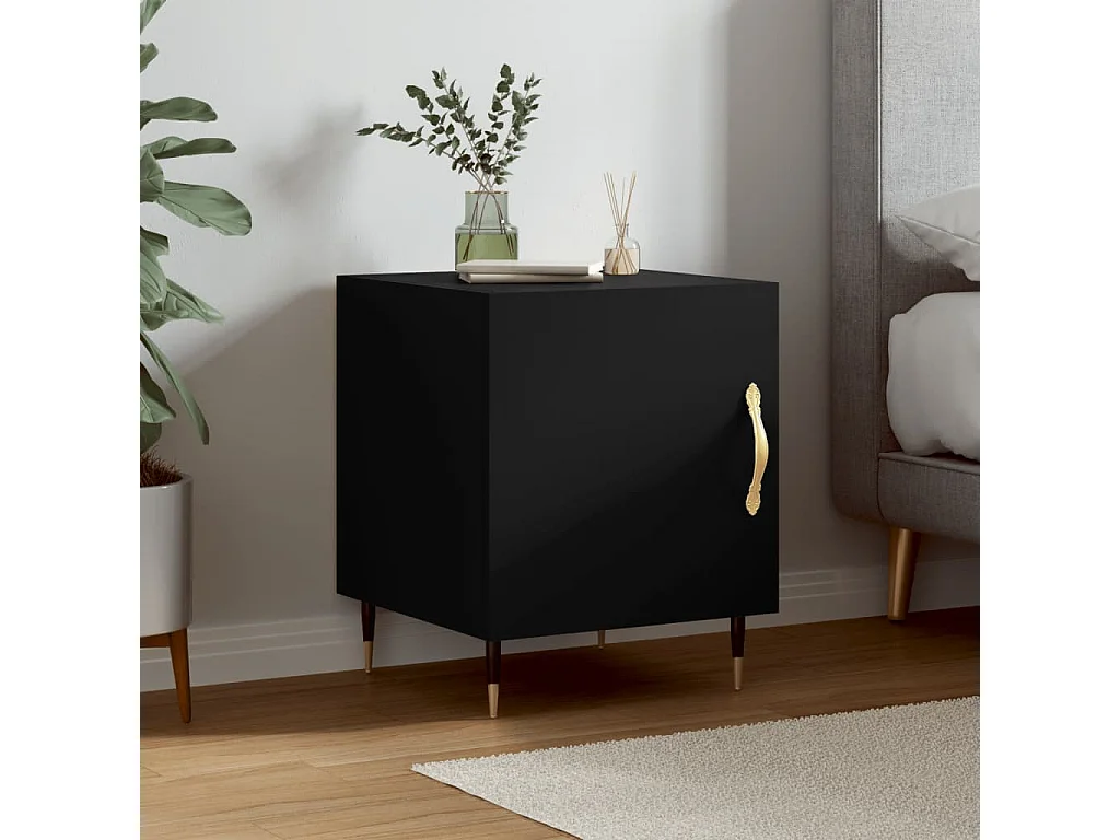 Nachtkastje 40x40x50 cm bewerkt hout zwart NL36462