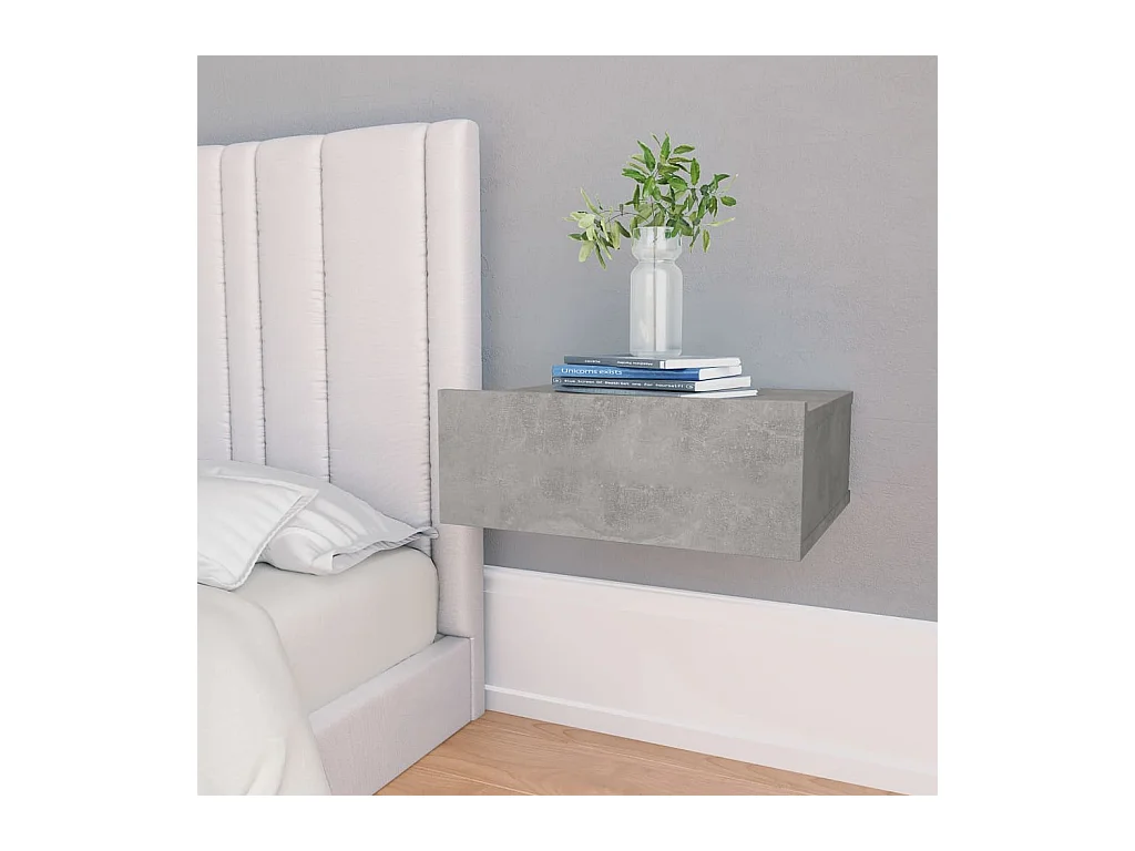 Table de chevet flottante Gris béton 40x30x15 cm Aggloméré KEFWE24631