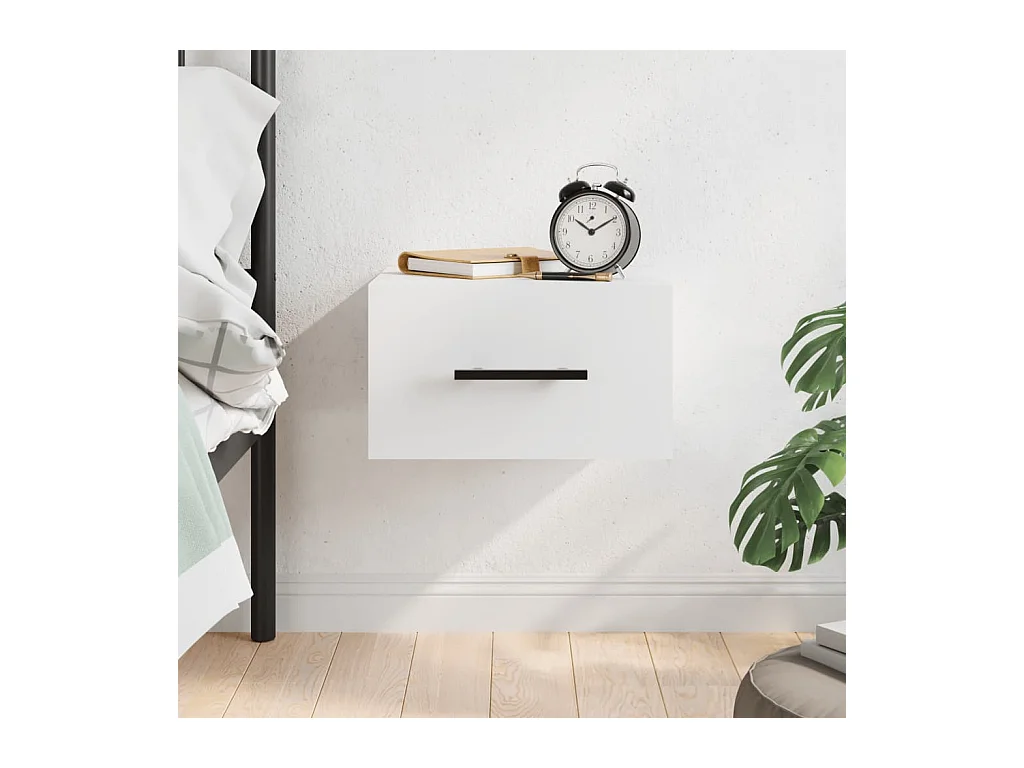 Table de chevet murale blanc 35x35x20 cm QPD63484