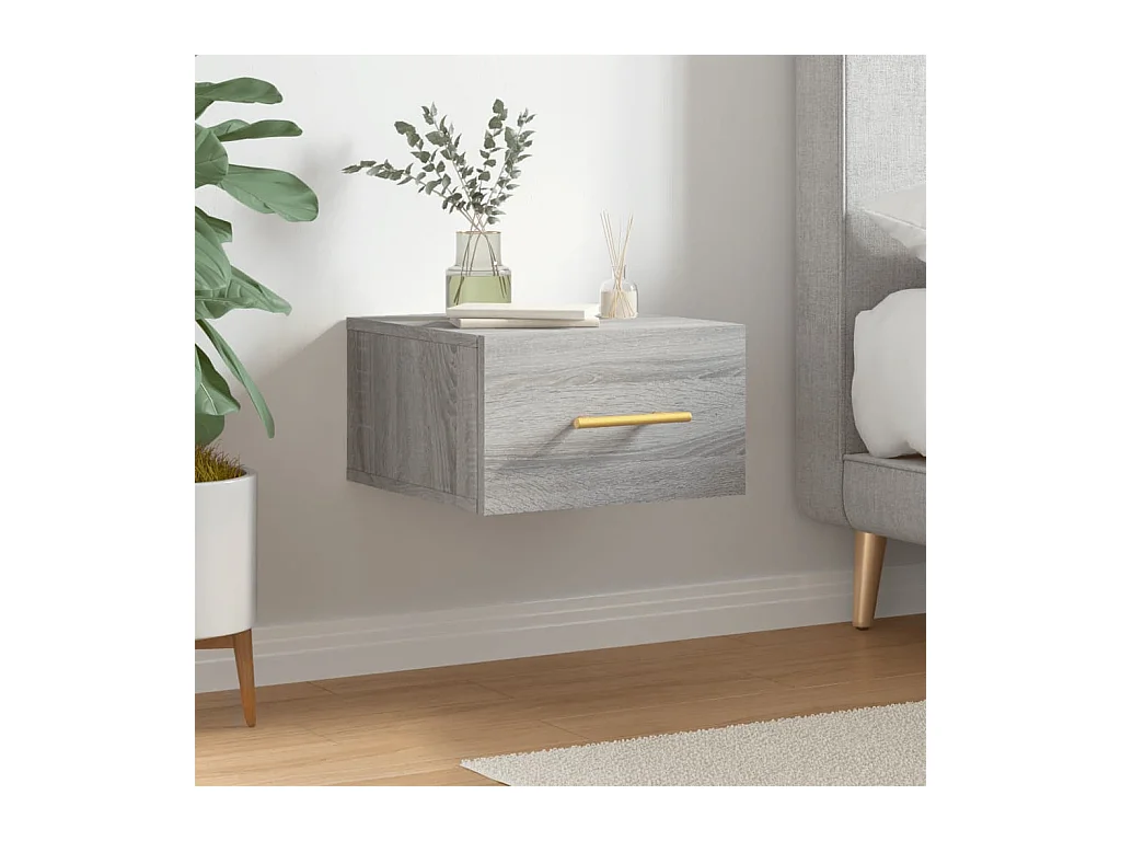 Table de chevet murale sonoma gris 35x35x20 cm QPD92257
