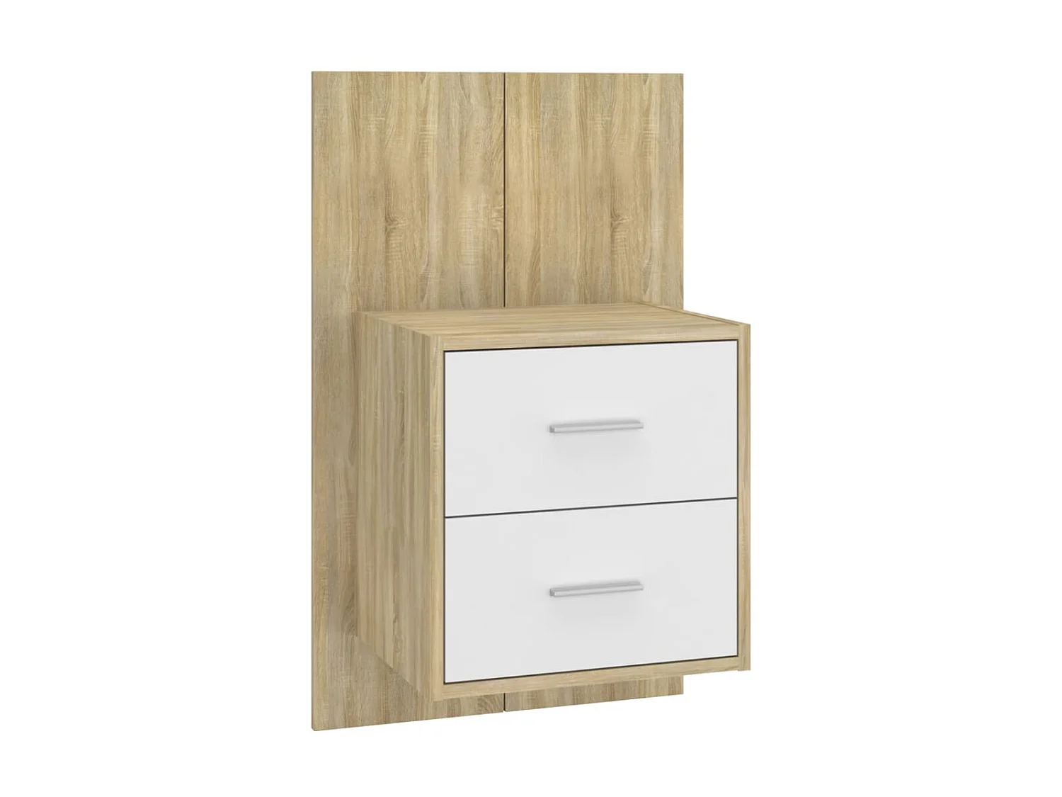 Nachtkastje wandgemonteerd wit en sonoma eikenkleurig NL11852
