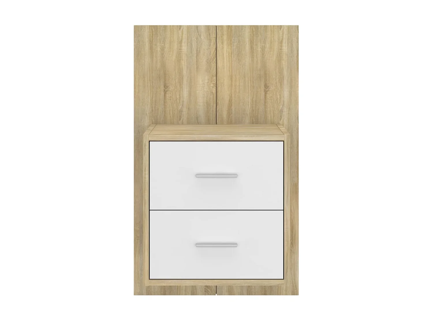 Nachtkastje wandgemonteerd wit en sonoma eikenkleurig NL11852