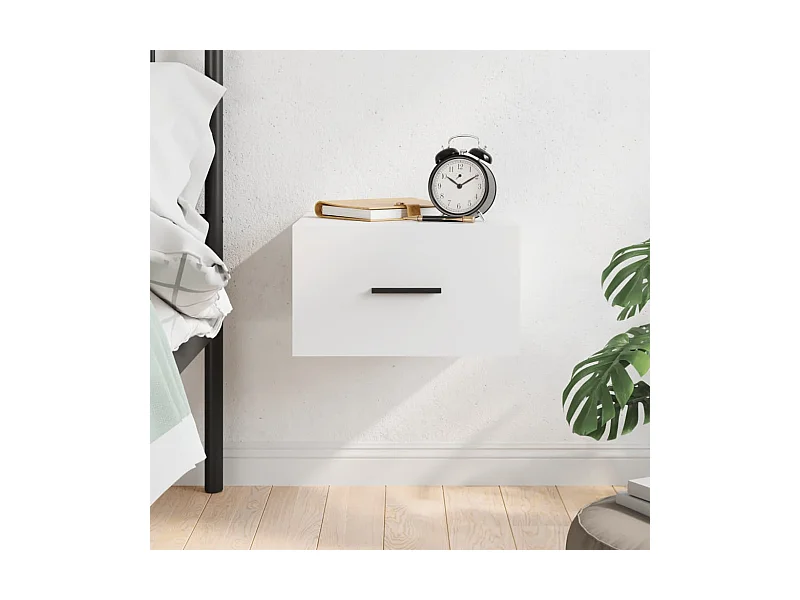 Table de chevet murale blanc 35x35x20 cm QPD22972