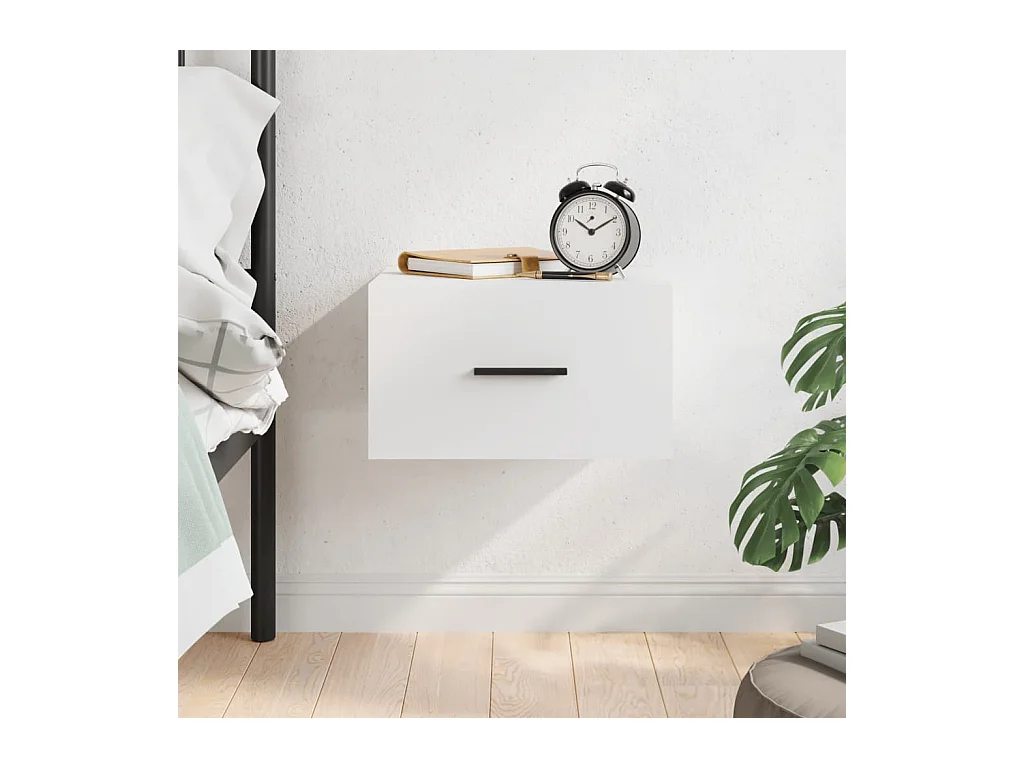 Table de chevet murale blanc 35x35x20 cm QPD22972