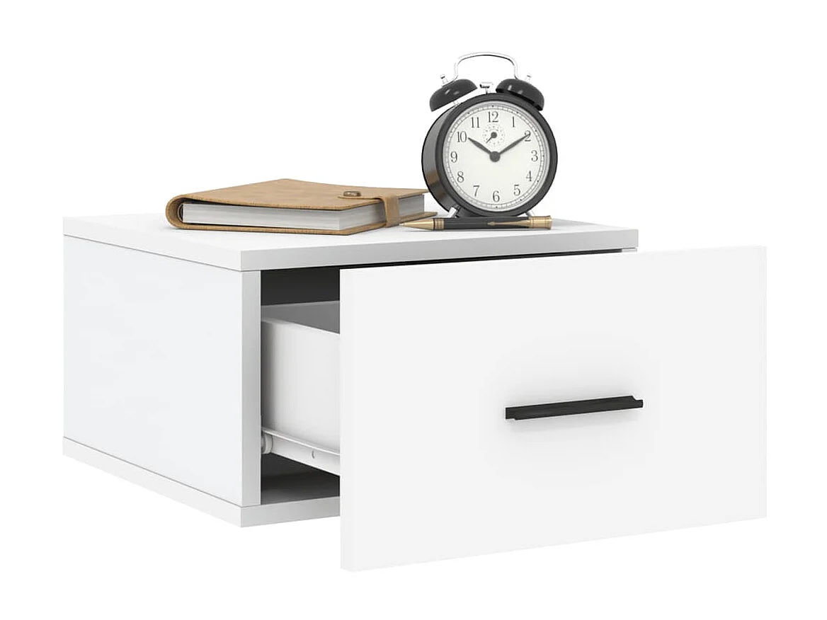 Table de chevet murale blanc 35x35x20 cm QPD22972