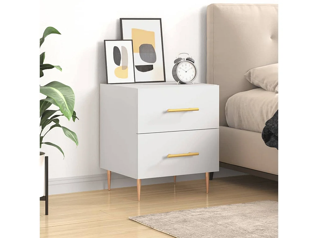 Mesa de cabeceira 40x35x47,5 cm derivados de madeira branco PT655095