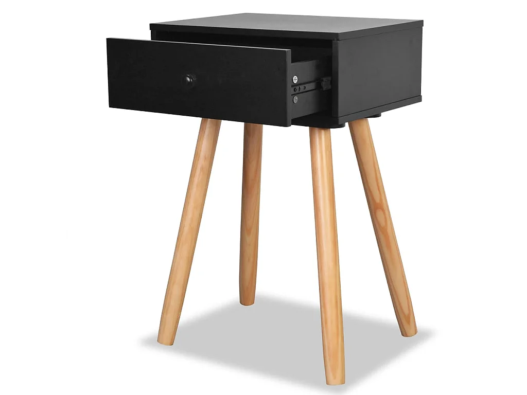 Mesas de cabeceira 2 pcs pinho maciço 40x30x61 cm preto PT23203