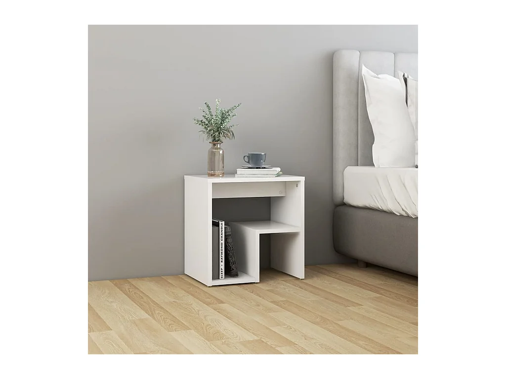 Table de chevet Blanc 40x30x40 cm Aggloméré KEFWE33519