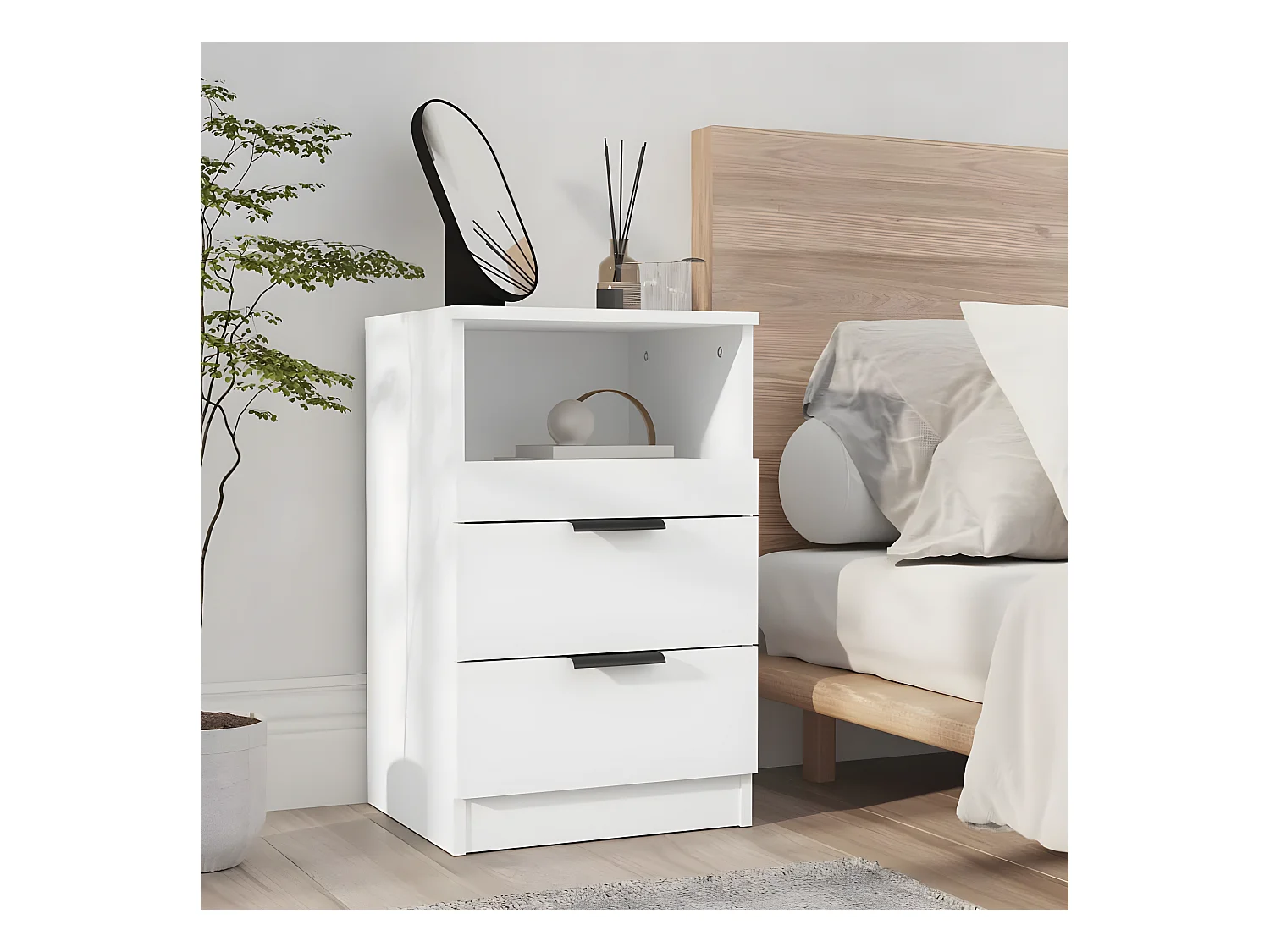 Table de chevet Blanc Bois d'ingénierie KEFWE20254