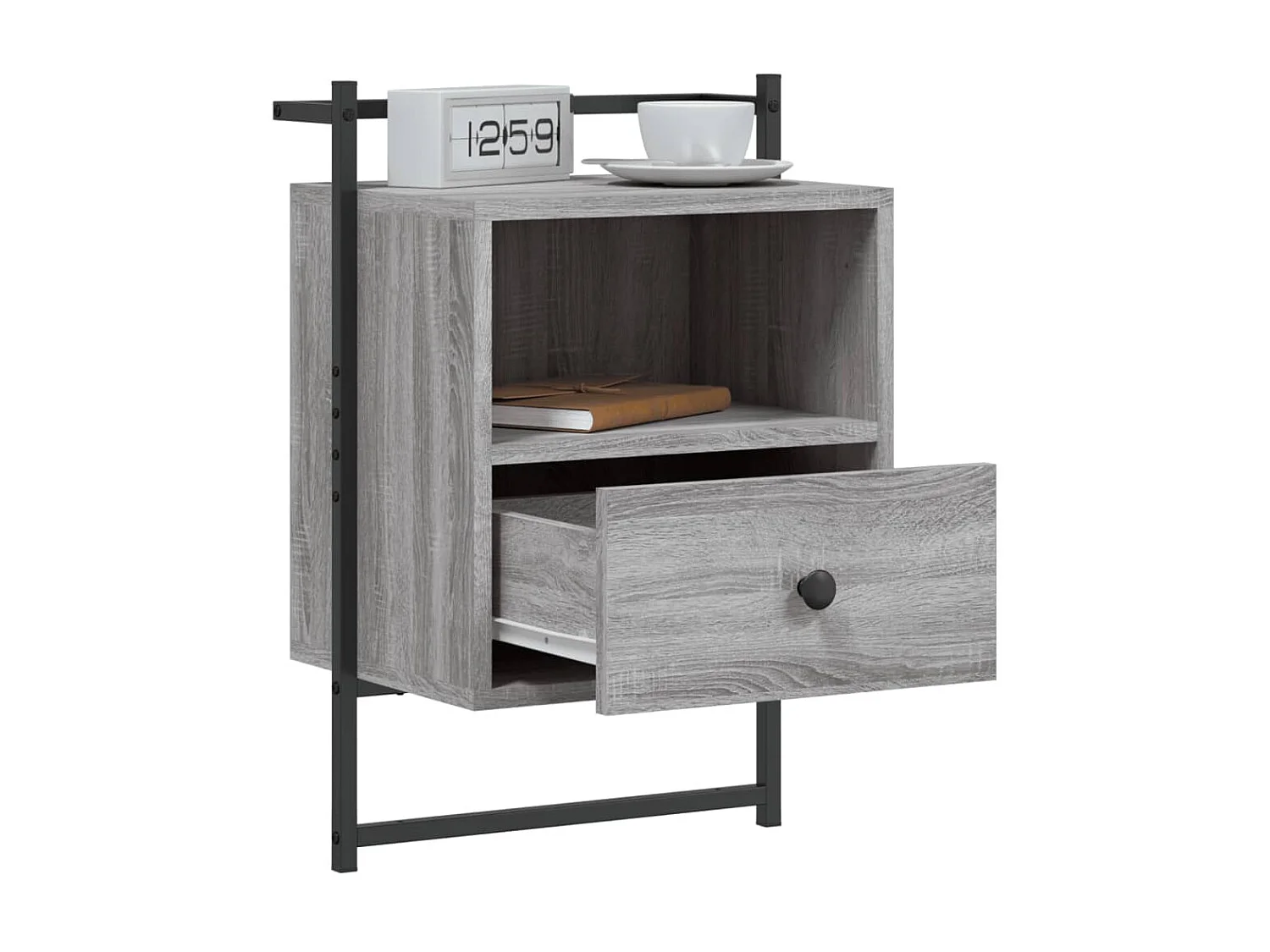 Mesa cabeceira parede 40x30x61cm deriv. madeira cinzento sonoma PT13787