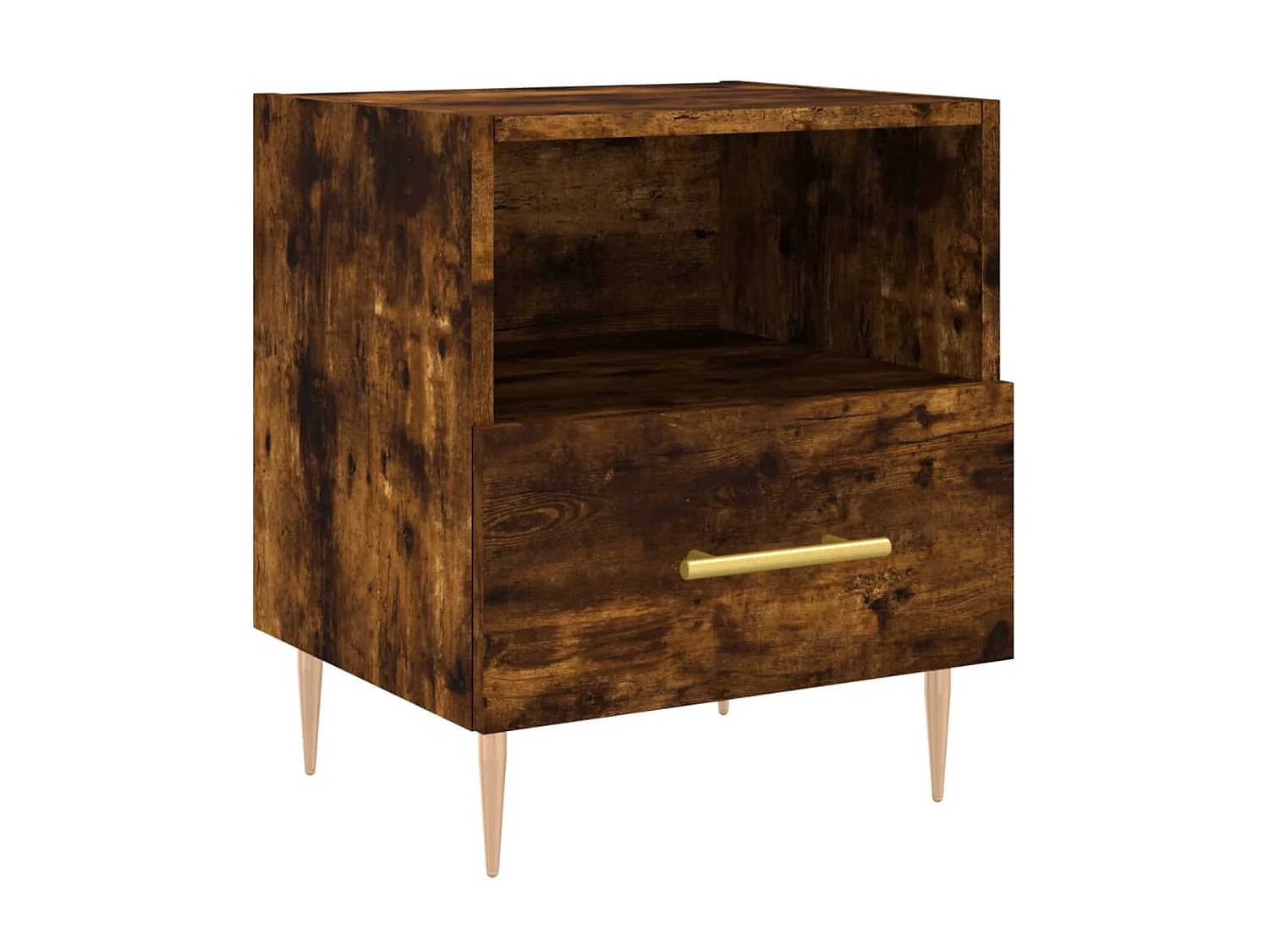 Table de chevet chêne fumé 40x35x47,5 cm bois d'ingénierie QPD35054