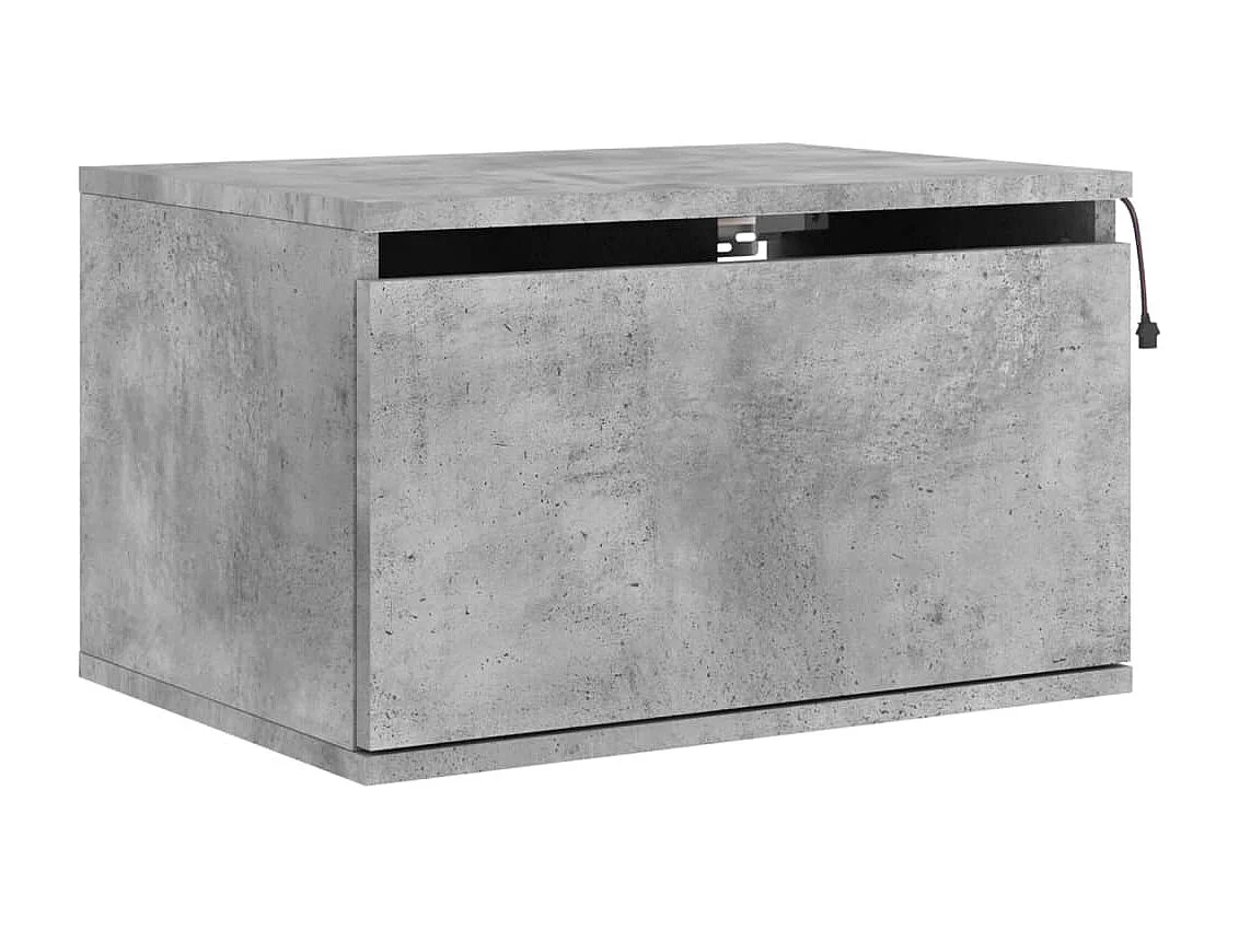 Table de chevet murale avec lumières LED gris béton KEFWE31349