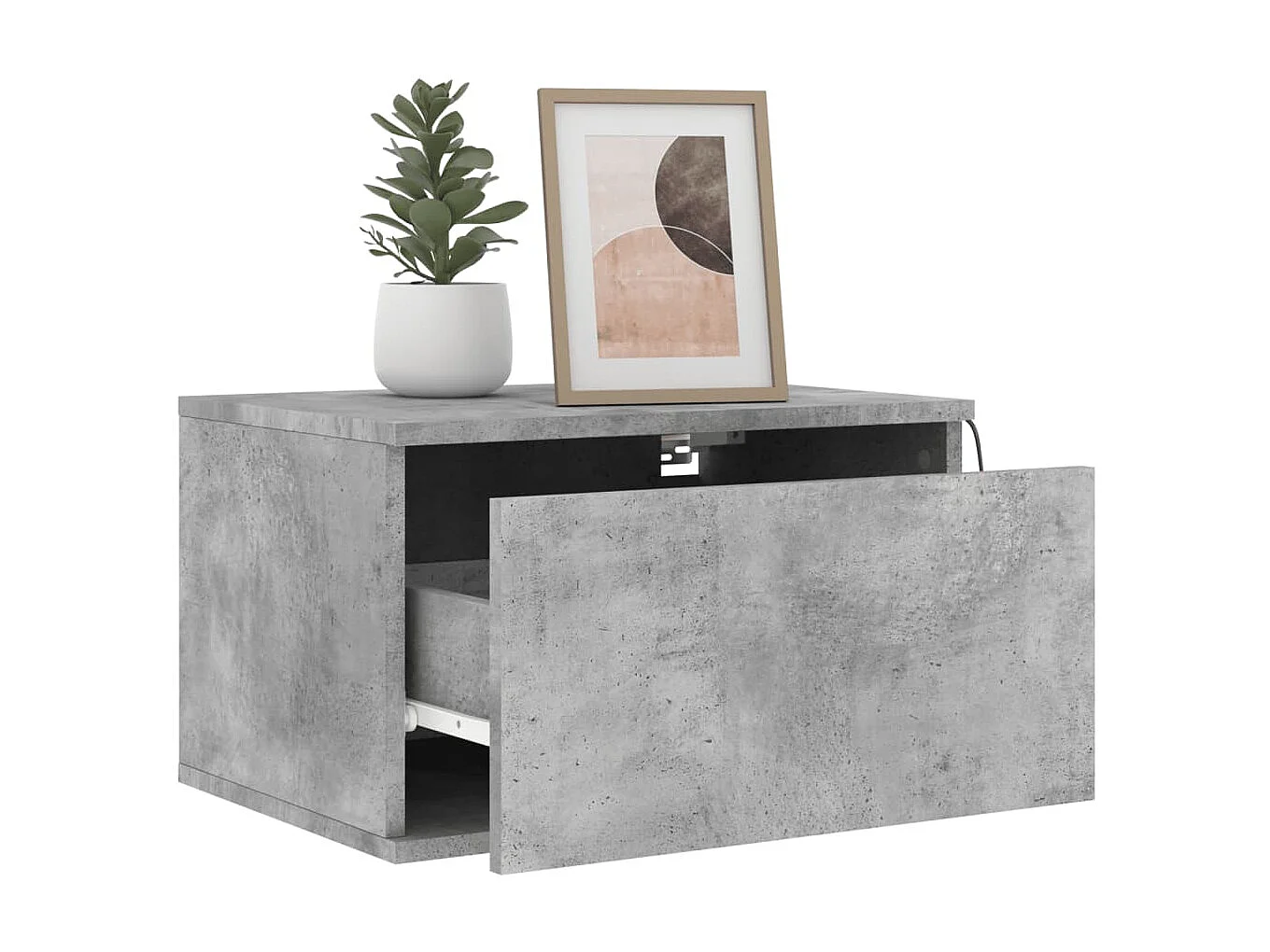Table de chevet murale avec lumières LED gris béton KEFWE31349