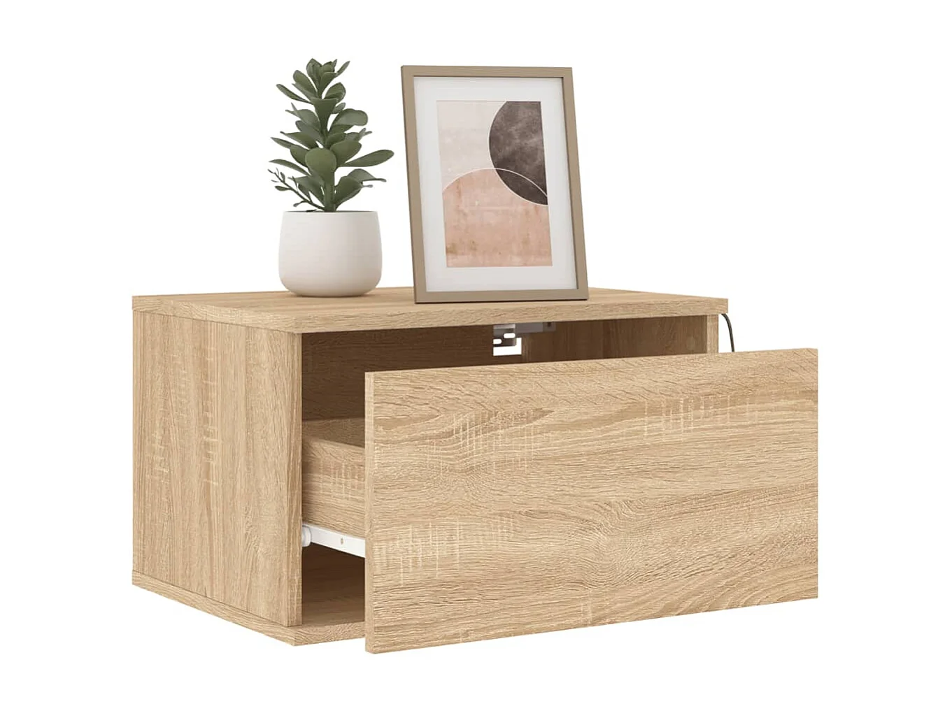 Table de chevet murale avec lumières LED chêne sonoma KEFWE75290