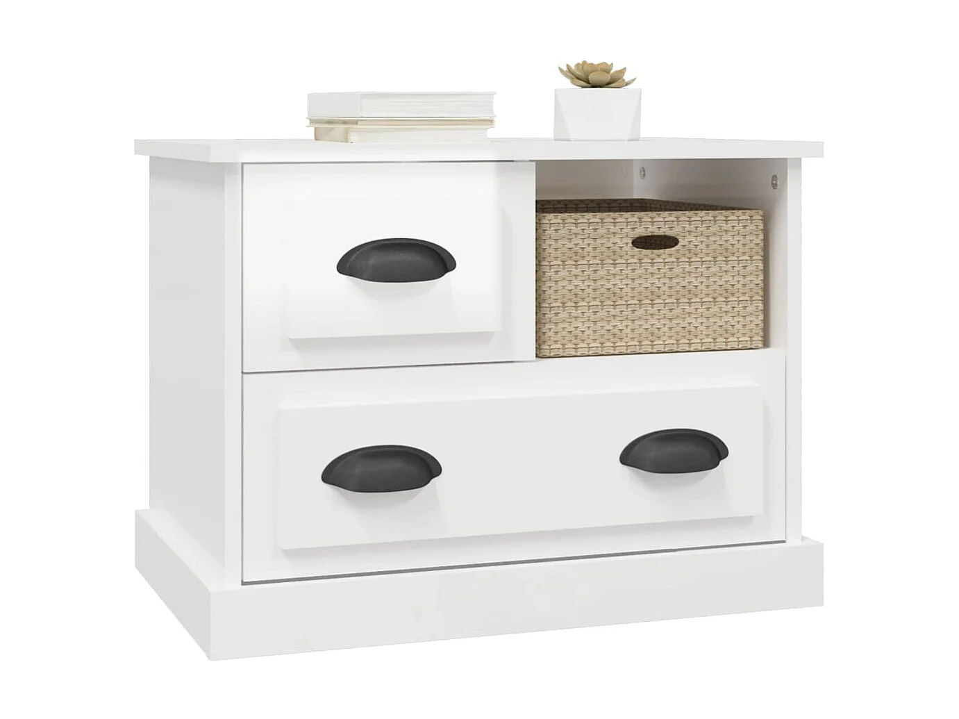 Table de chevet blanc brillant 60x39x45 cm KEFWE19755