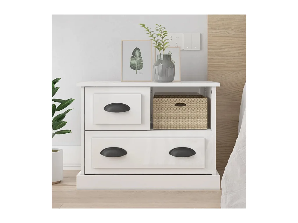 Table de chevet blanc brillant 60x39x45 cm KEFWE19755