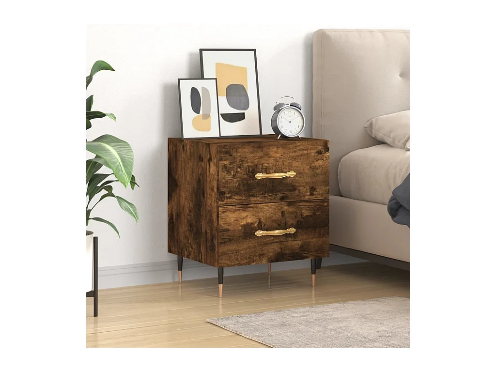 Table de chevet chêne fumé 40x35x47,5 cm bois d'ingénierie QPD76295