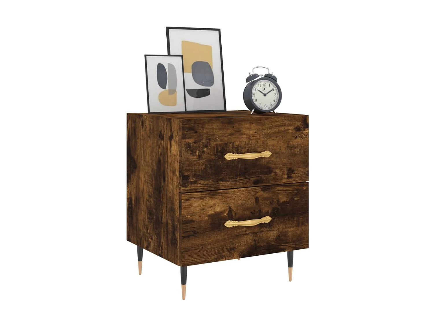 Table de chevet chêne fumé 40x35x47,5 cm bois d'ingénierie QPD76295