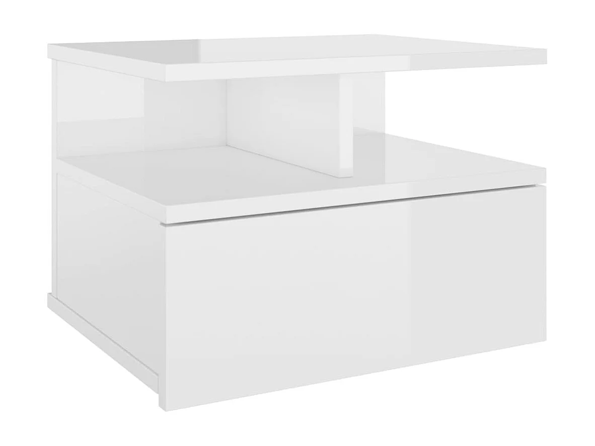 Table de chevet flottante Blanc brillant 40x31x27 cm Aggloméré KEFWE41655