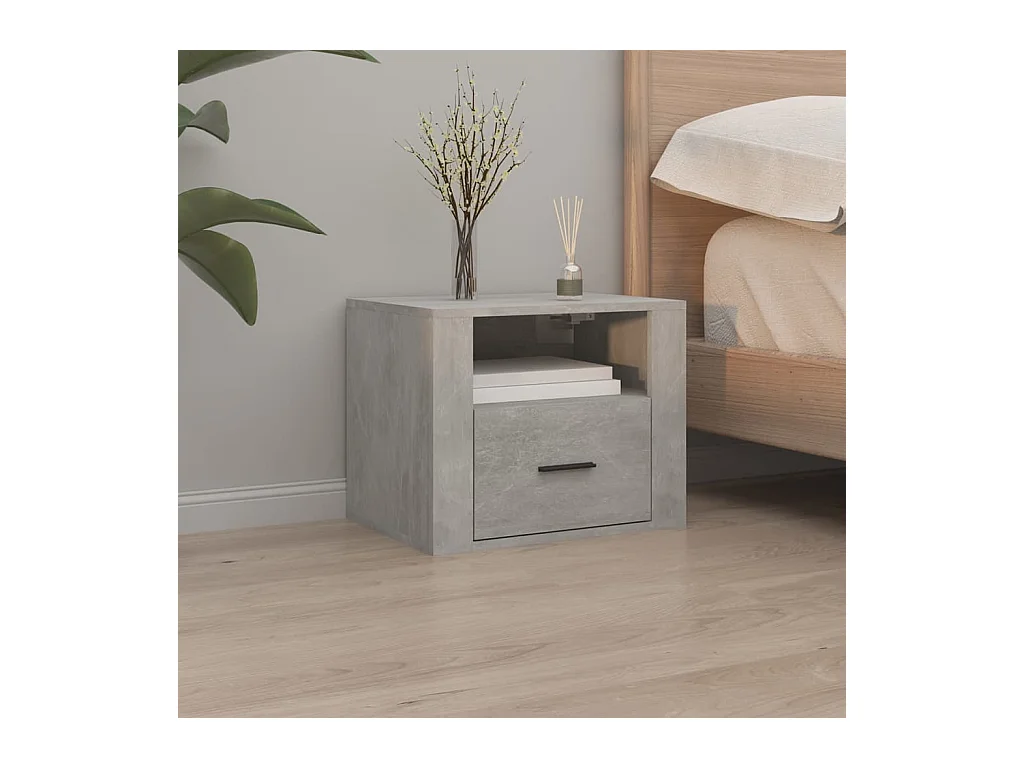 Table de chevet murale Gris béton 50x36x40 cm KEFWE53638