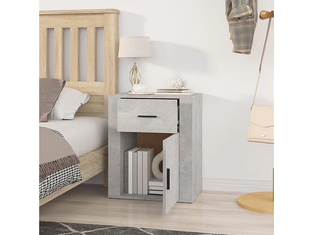 Table de chevet Gris béton 50x36x60 cm Bois d'ingénierie KEFWE24681