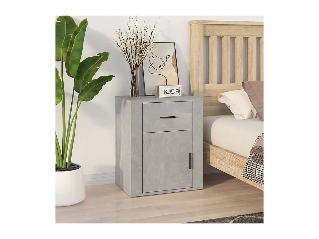 Table de chevet Gris béton 50x36x60 cm Bois d'ingénierie KEFWE24681