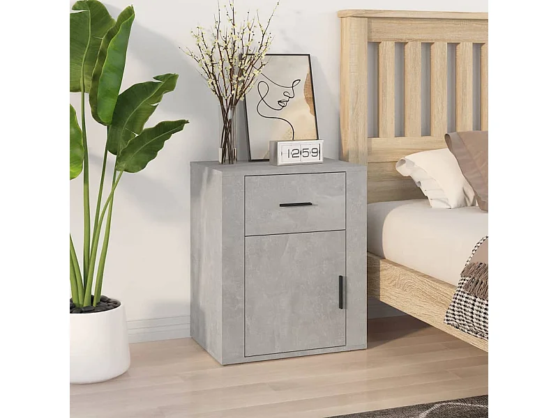 Table de chevet Gris béton 50x36x60 cm Bois d'ingénierie KEFWE24681